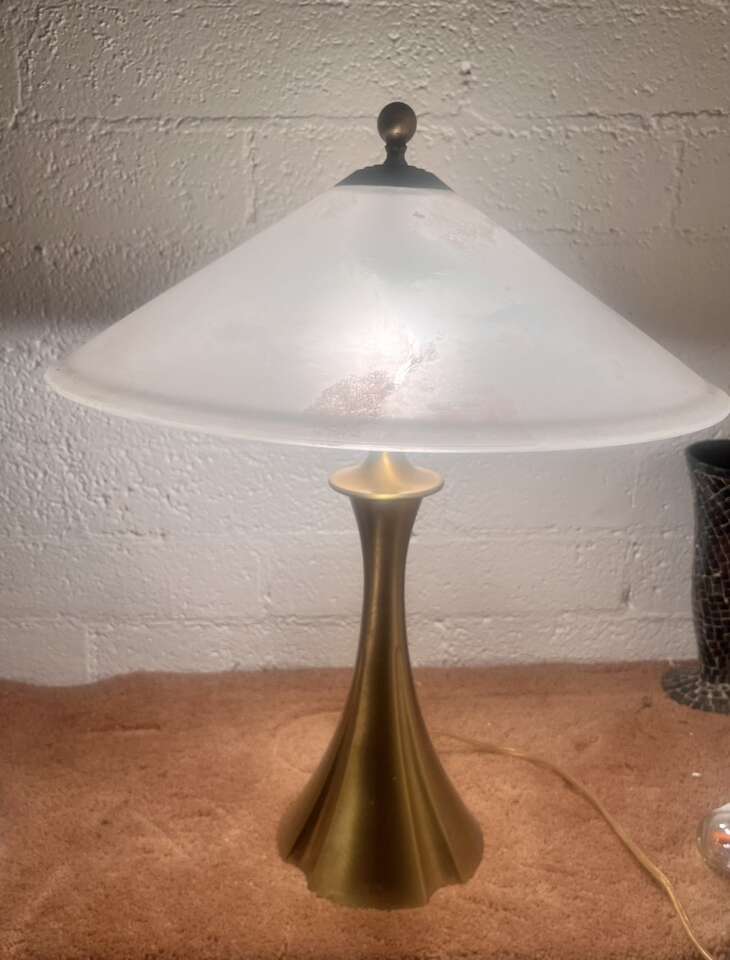 Mid Century Metal And Glass Table Lamp