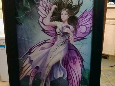 Three way picture, a fairy, an angel and Medusa.