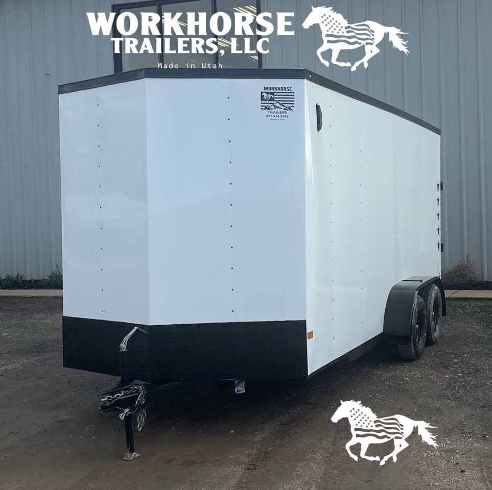 7x16 Workhorse Tandem Axle Enclosed Cargo Trailer *SPARE TIRE INCLUDED*