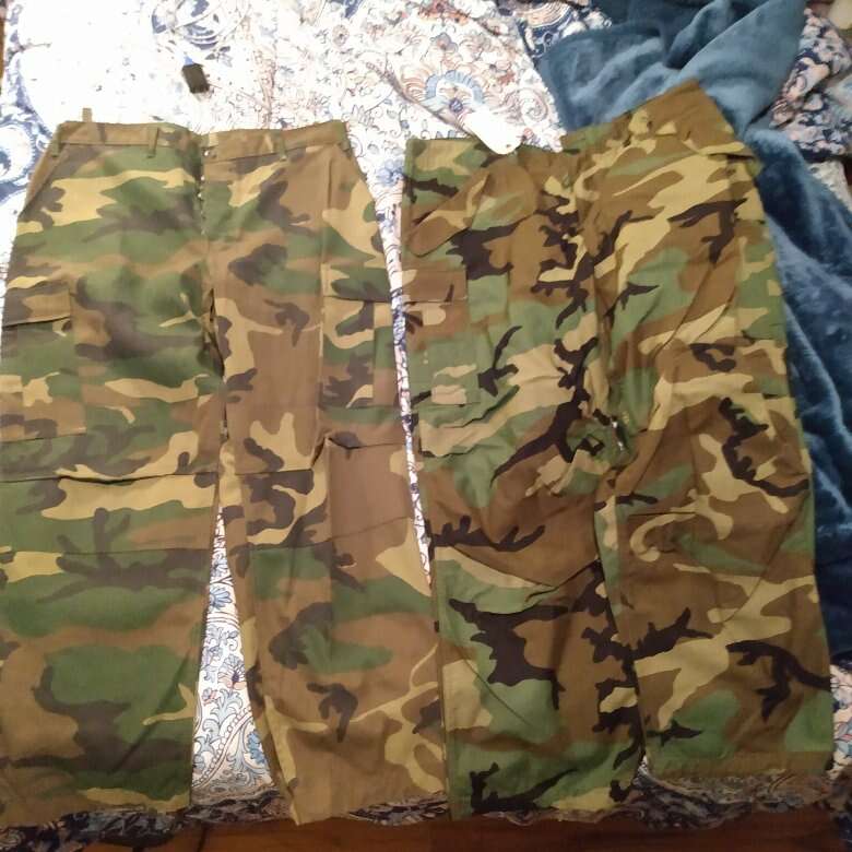 Military camo pants size large men's