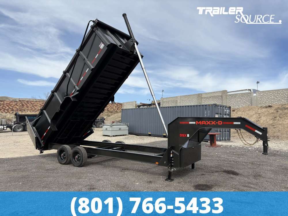 Maxx-D DSX 7x20 Dump Trailer 48" Sides 24K 7G Floor, Battery, Dual Jacks, Electric Tarp, Hydraulic Disc Brakes, Spare Mount,