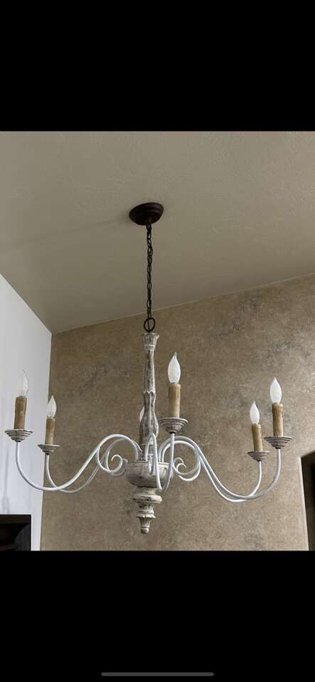 6 Light Wood & Metal Chandelier 46 X 36