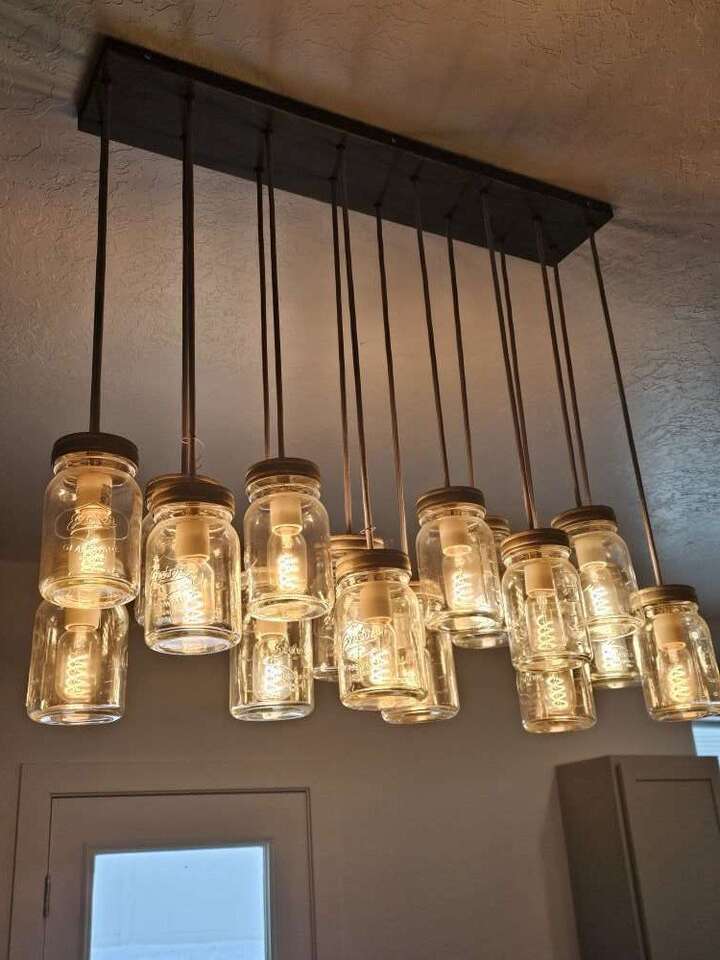 Beautiful custom mason jar chandelier