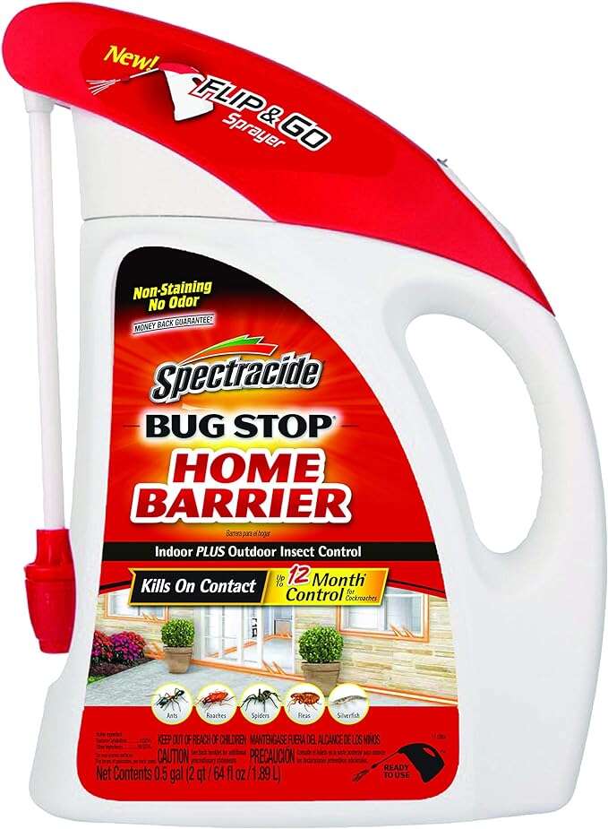 Spectracide Bug Stop Home Barrier insect repellent, 0.5 gallon / 2 quarts / 64 fluid ounces / 1.89 liters, with Flip Go sprayer