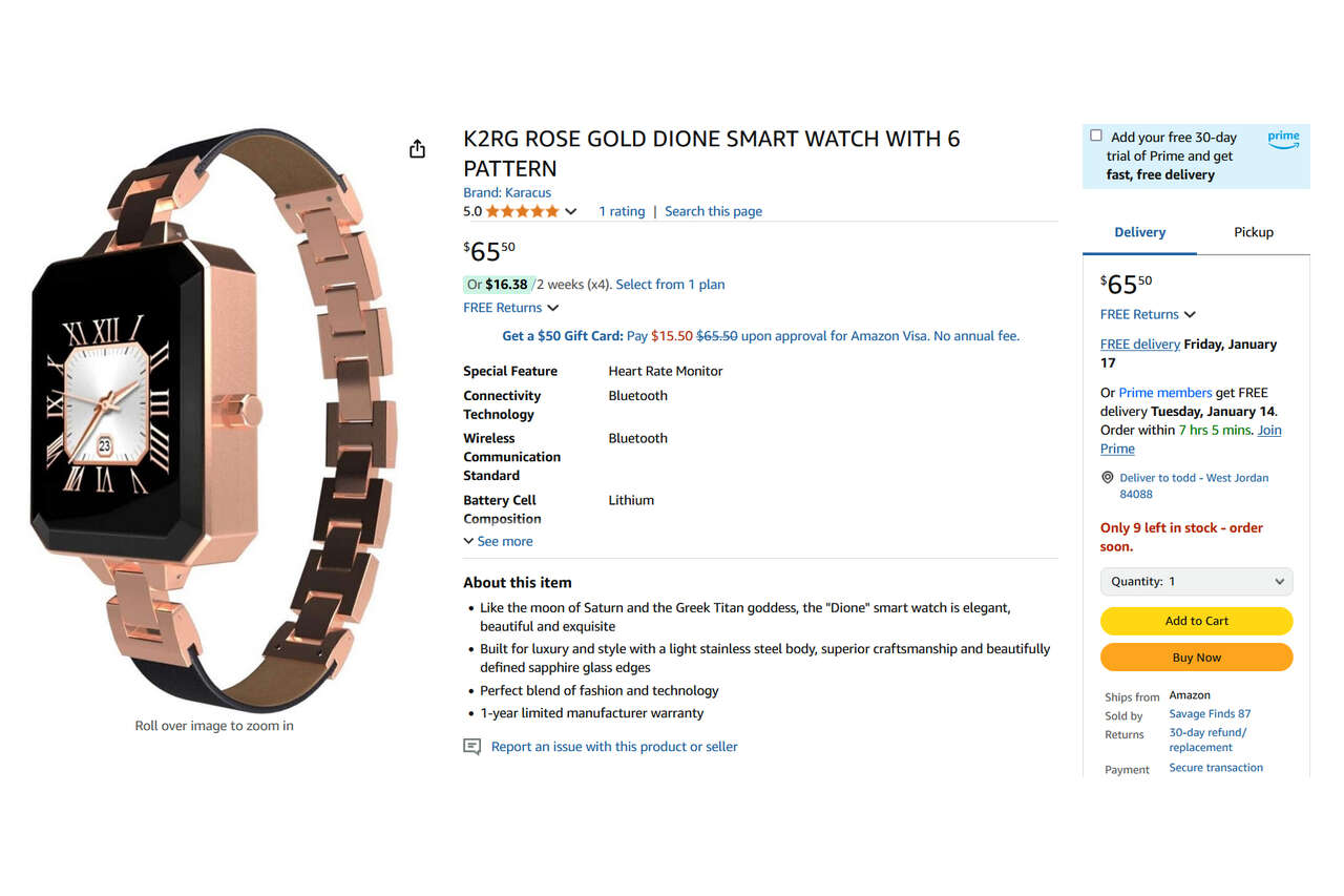 KARACUS Smart Watch Heart Moniter IOS & Android