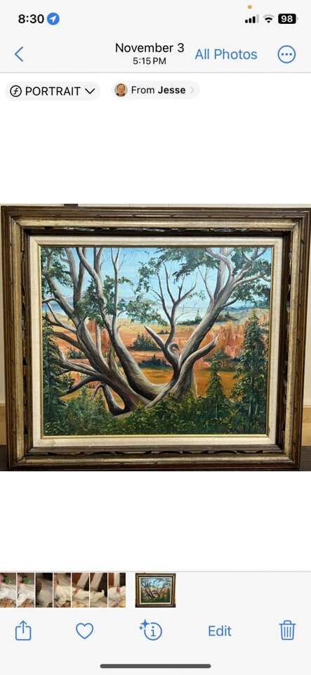 Oil Painting In Midcentury Frame