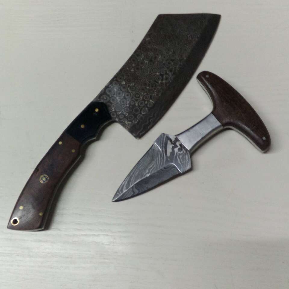 Damascus cleaver and Dagger