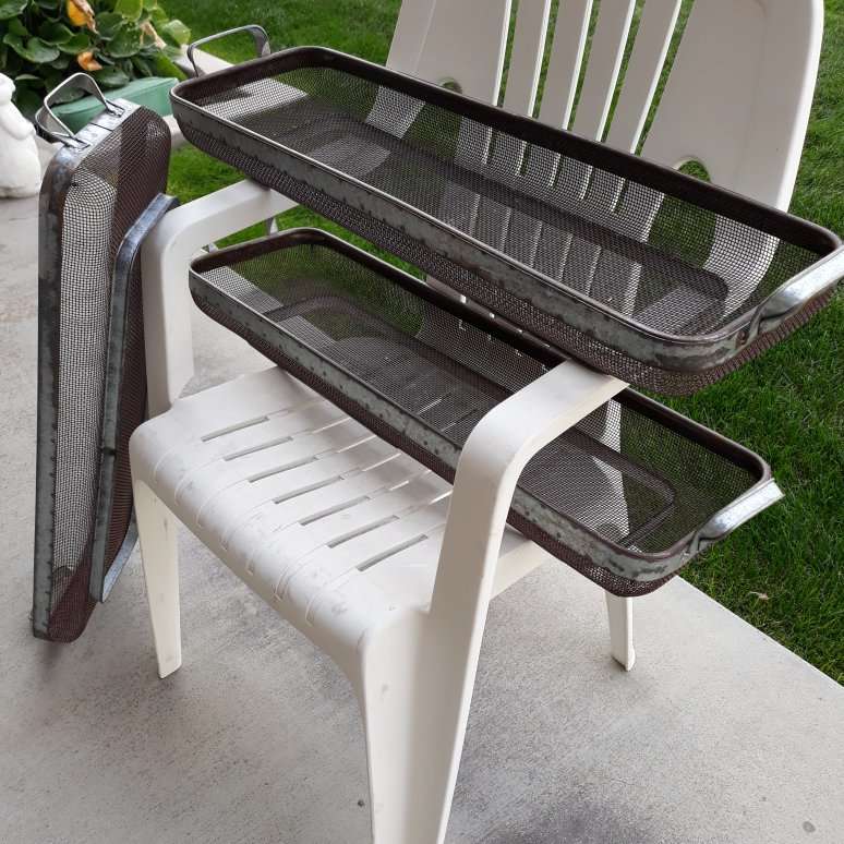 Farmhouse style galvanized metal tray w handles