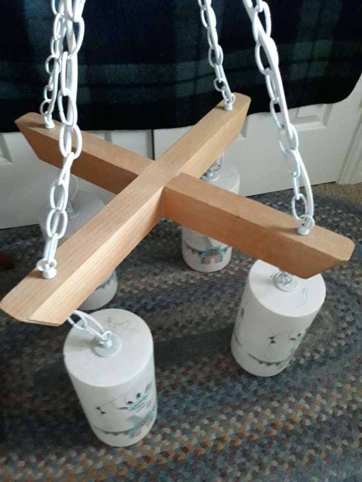 Vintage Handing Lamp Kachina Hunter Native Ceramic