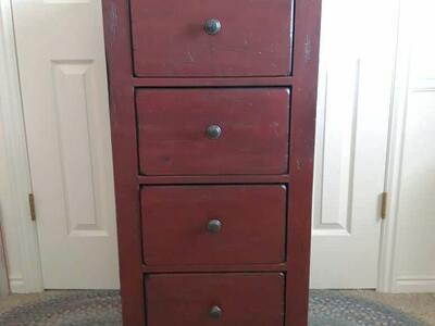 Broyhill Attic Heirloims Red Rustic Cabinet Stand