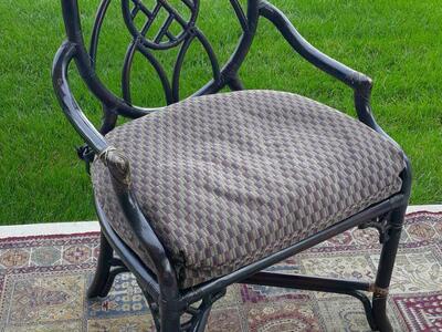 Bamboo Chair Fretwork Rattan Side Captan Asian
