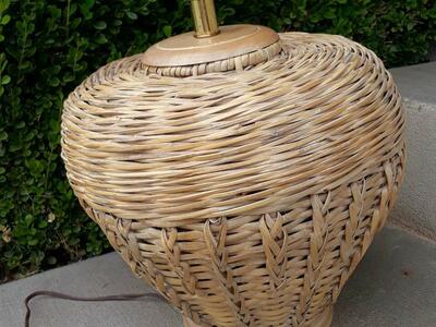 Vintage Wicker Woven Basket Table Lamp