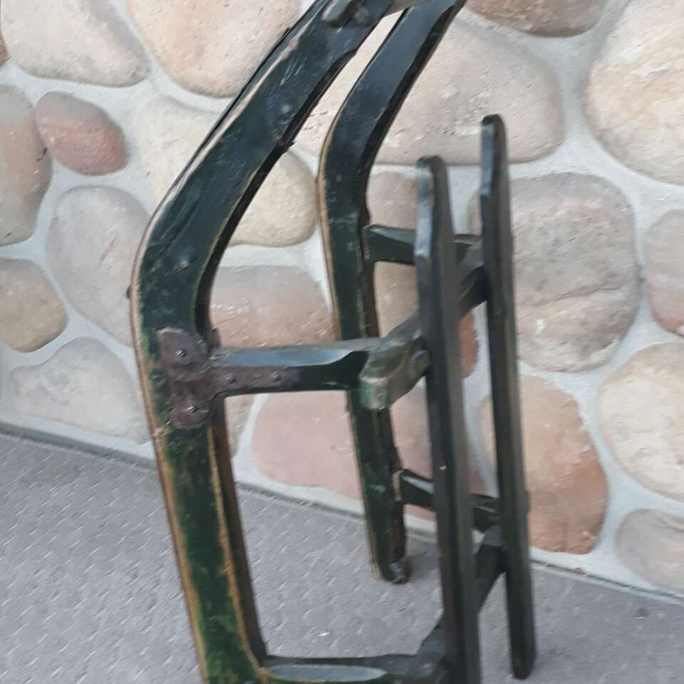 Antique Wood Slat Winter SNow Sled  Sub Runners