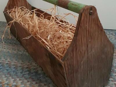 Primitive Wooden Carrier Box Planter Farm House