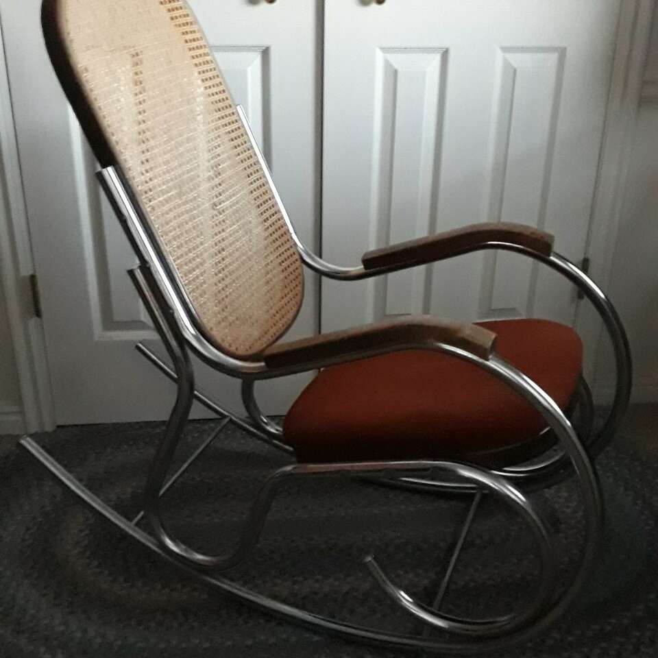 Bent Wood Chrome Cane Rocker Adult Rocking Chair