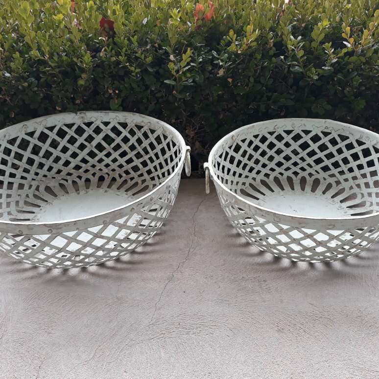 Set of 2 Decorative Rustic Metal Woven Bowls