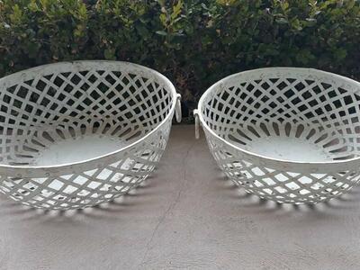 Set of 2 Decorative Rustic Metal Woven Bowls