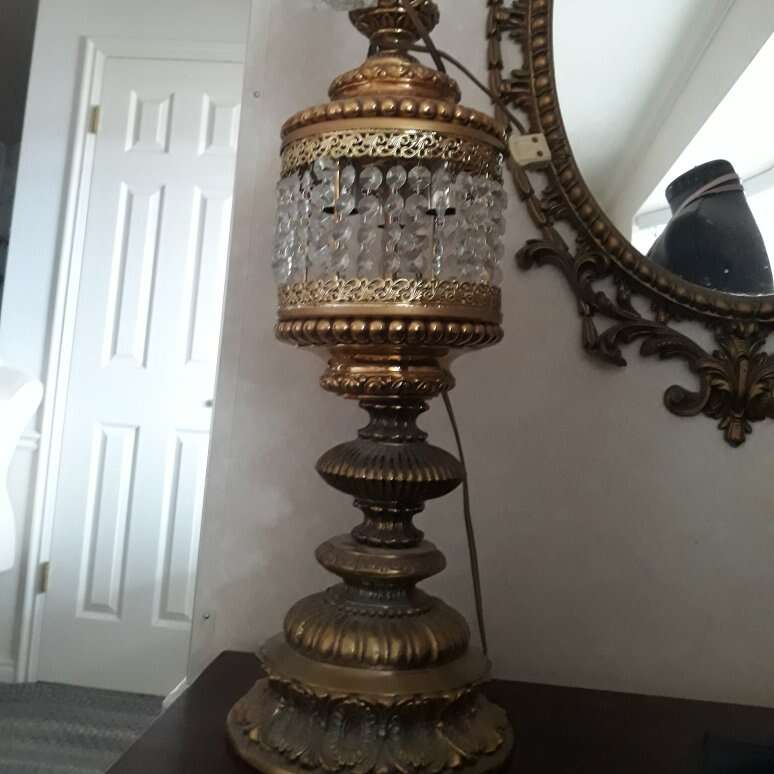 Loevsky Lamp Crystal Brass Hollywood Regency
