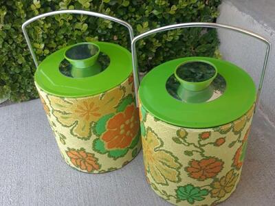 MCM Vintage Floral Ice Buckets