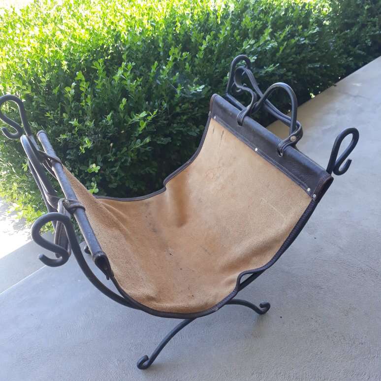 Leather & Iron Firewood Holder