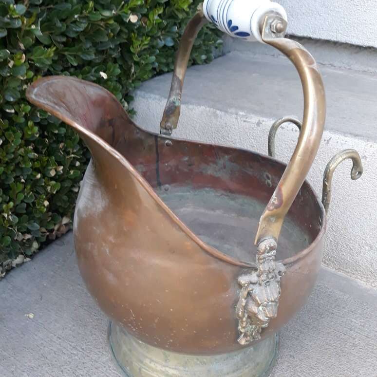copper Coal Scuttle Ash Bucket Planter