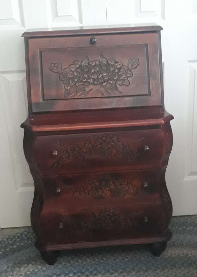 Drop Front Carved Cabinet SMALL