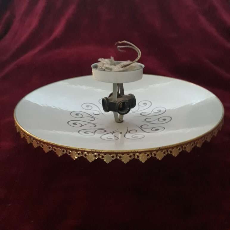Vintage MCM Round Glass Ceiling Ligt Fixture