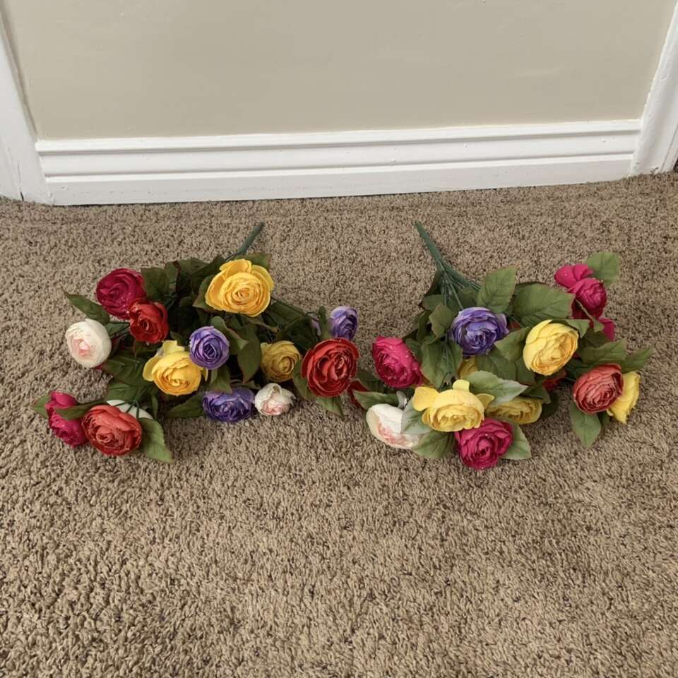 Faux Colorful Flower Bundles Red Purple Roses