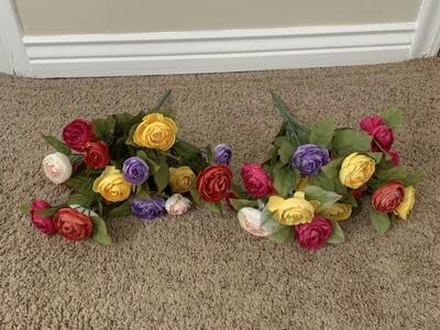Faux Colorful Flower Bundles Red Purple Roses