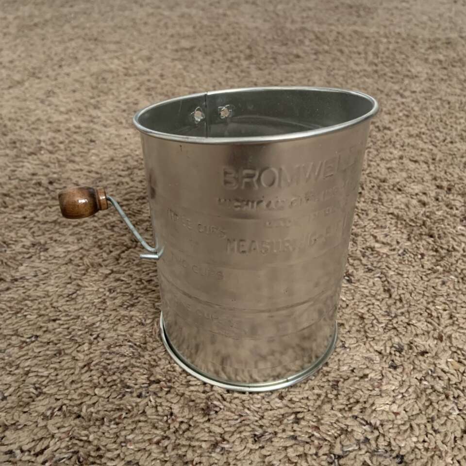 Vintage Flour Sifter with Wooden Handle 