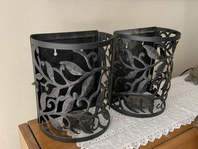 Black Candle Holders Sconces Leaf Design Lanterns
