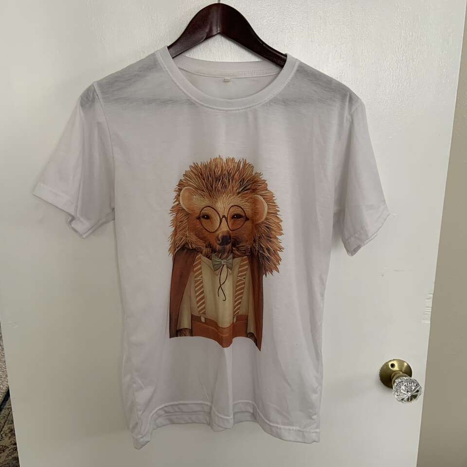 Men’s Hedgehog in Suit White T Shirt Size Medium
