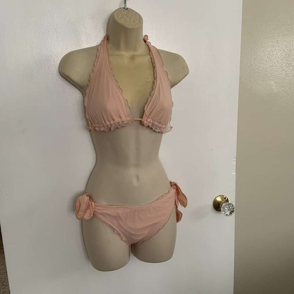 Victorias Secret Ruched Ruffle Bikini Blush Pink