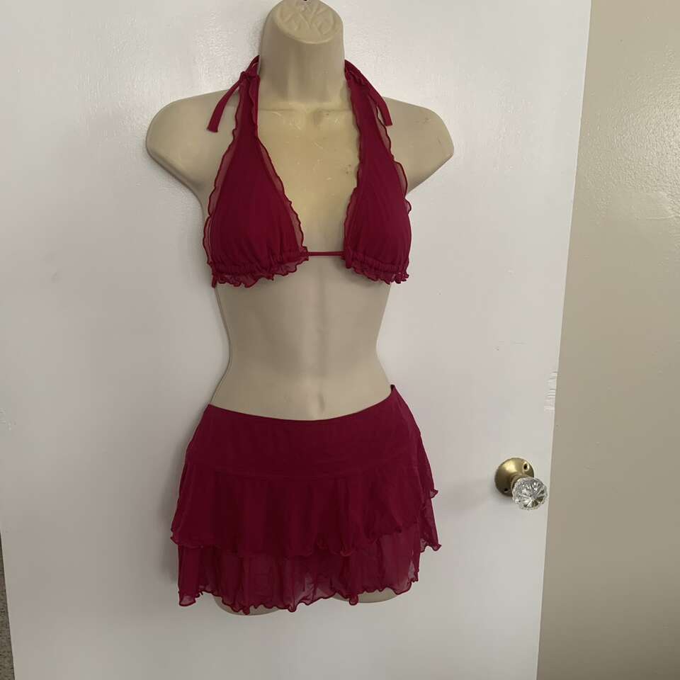 Victorias Secret Ruched Ruffle Bikini Fucsia Pink