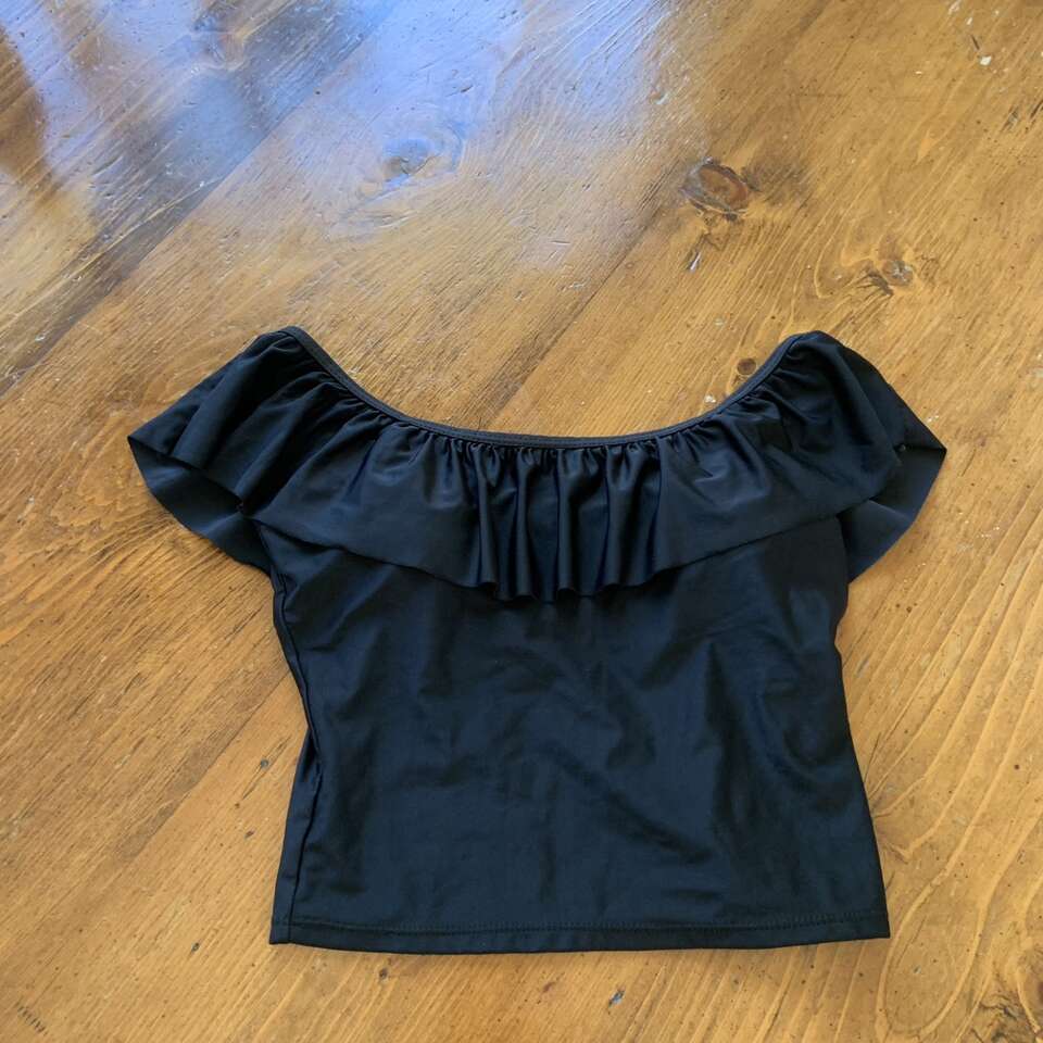 Womens Black Tankini Ruffle Top Size Small