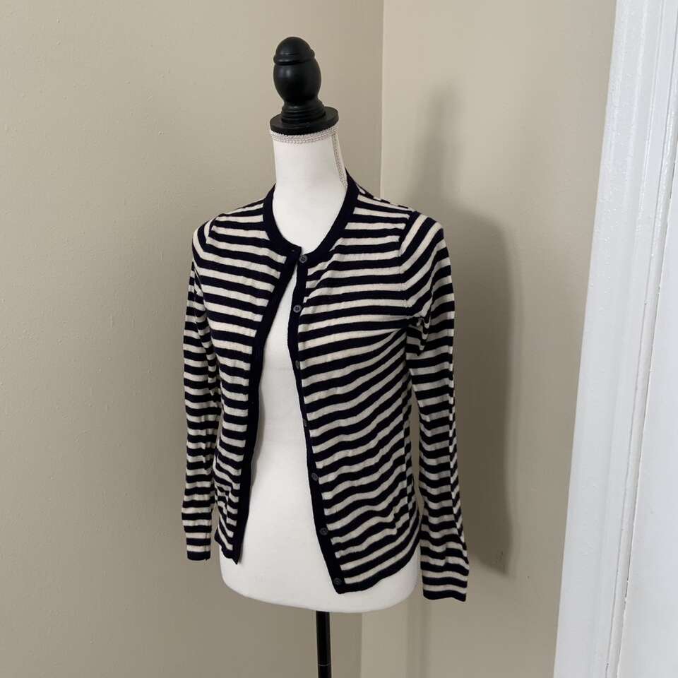 Gap Striped Blue Nautical Cardigan Size Small