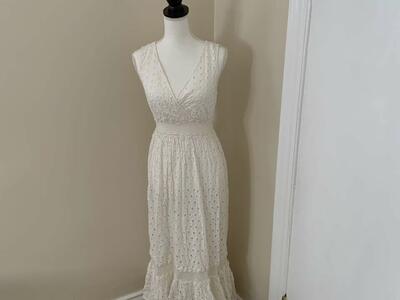 Anthropologie Leif Notes Cream Eyelet Maxi Dress