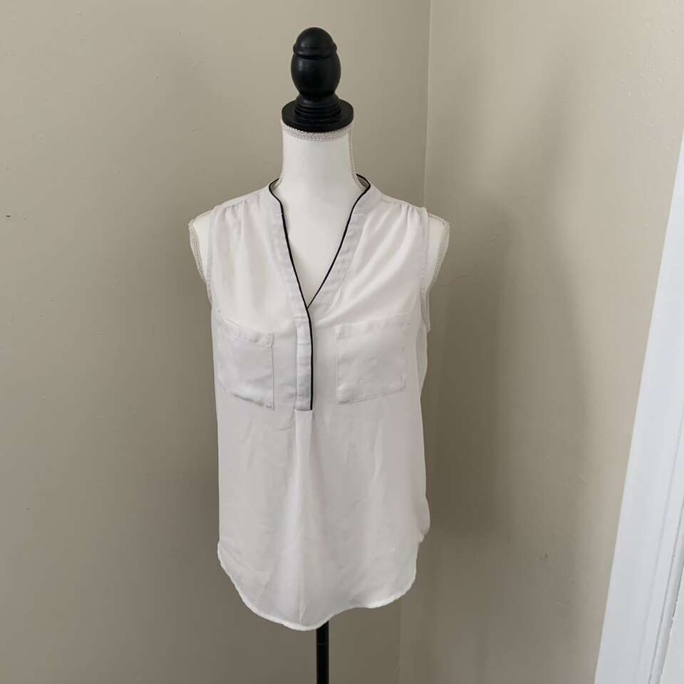 Lumiere Black & White Sheer Blouse Size S