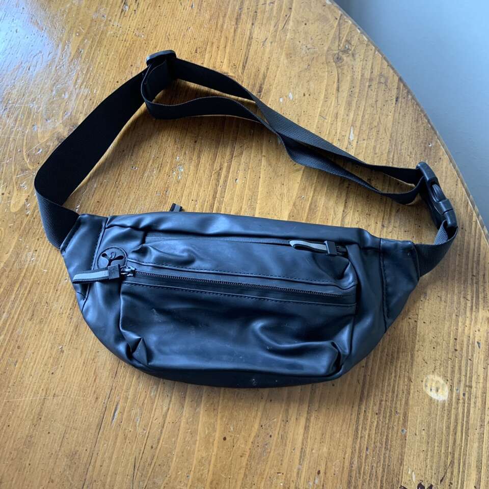 Black Pleather Belt Bag Woman Waist Bag Fanny Pack