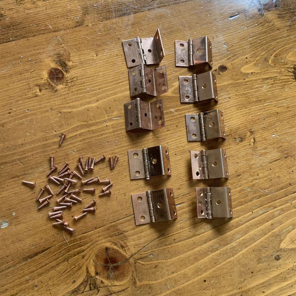 Vintage Set of 10 Copper Hinges