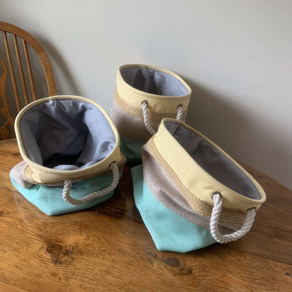 Nautical Organizing Storage Totes Turquoise Yellow