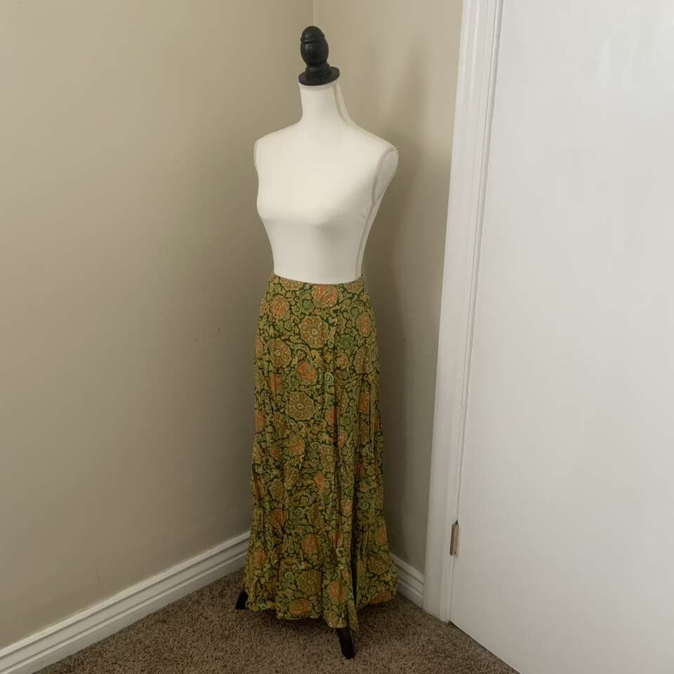 Vintage Long Maxi Skirt Paisley Print XS