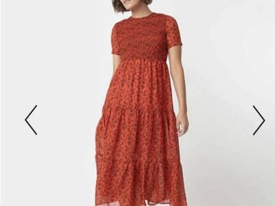 Aly Daly Small Smocked Midi Dress Red Floral Print