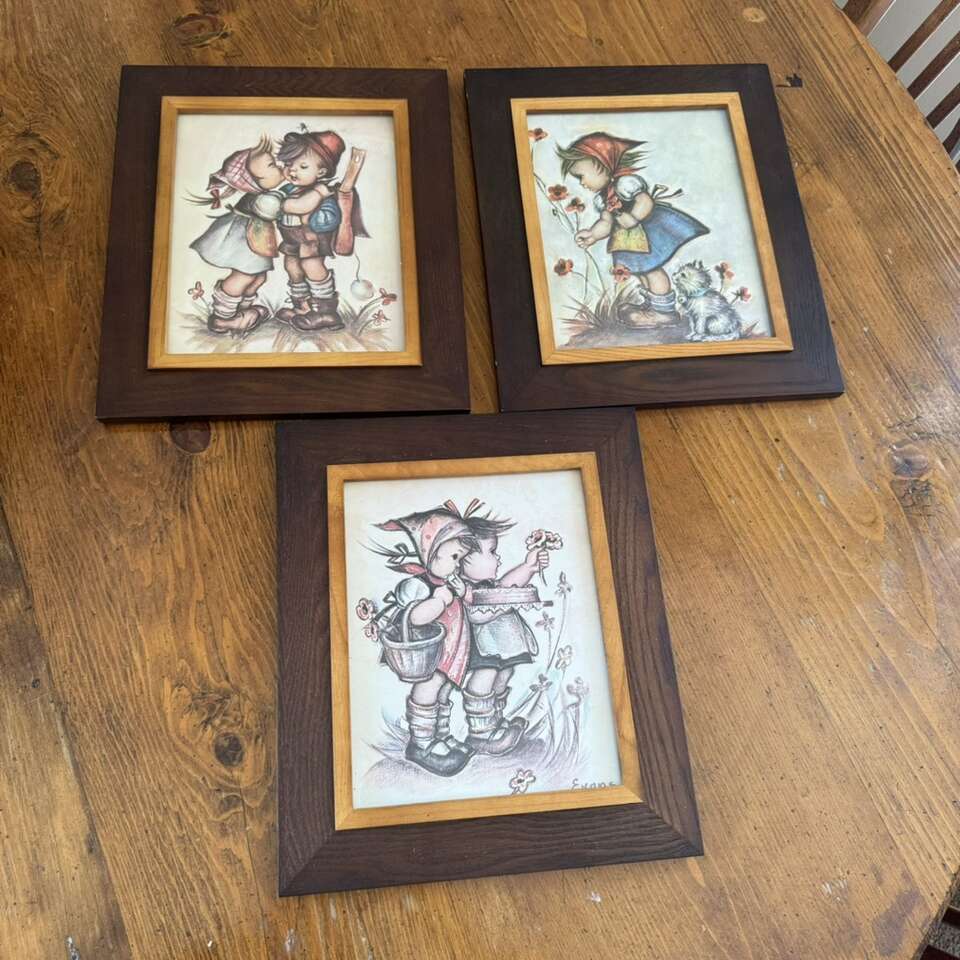 Framed European German Children Prints