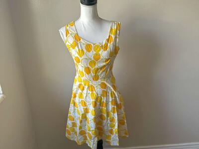 Vintage Style Open Back Handmade Lemon Dress XS