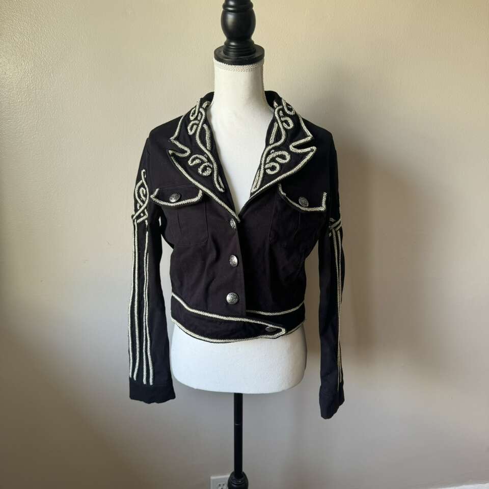 XOXO Juniors' Embroidered Cropped Jacket