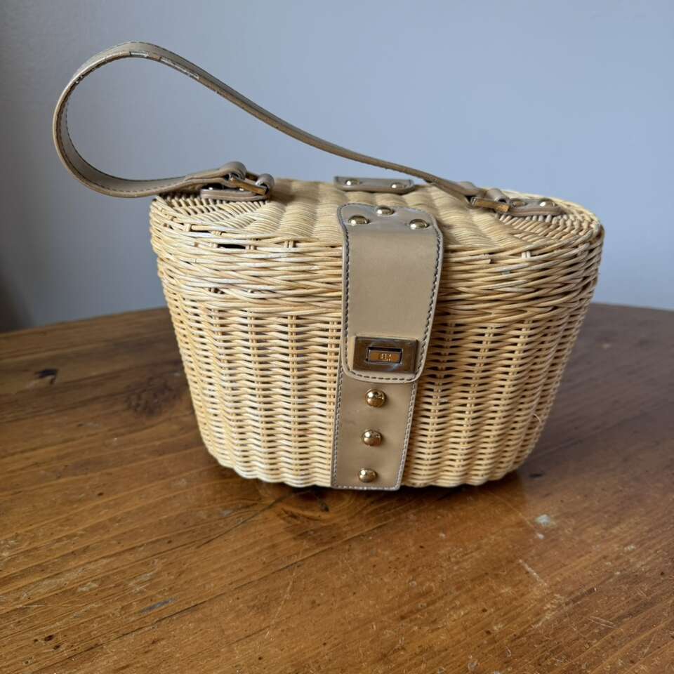 Vintage Etienne Aigner Rattan Basket Purse