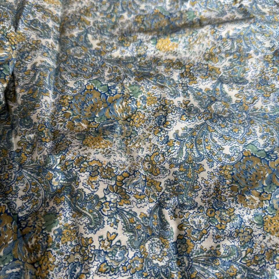 Floral Paisley Print Blue & Yellow Fabric