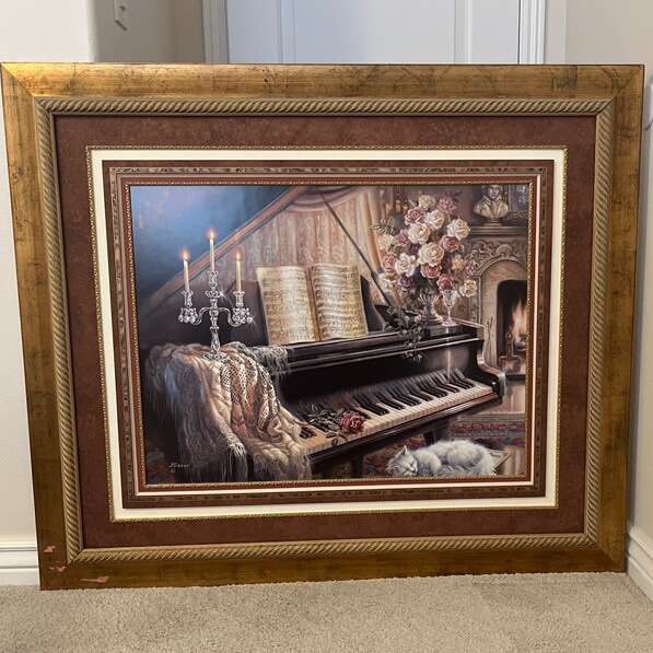 Sonata By Firelight, Framed Picture Of Piano