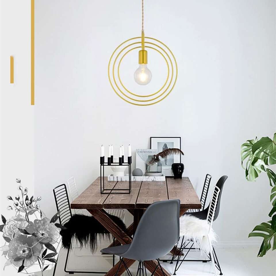 Star Shape Hanging Nordic Style Chandelier Wrought Iron Pendant Golden Light Fixture Lamp